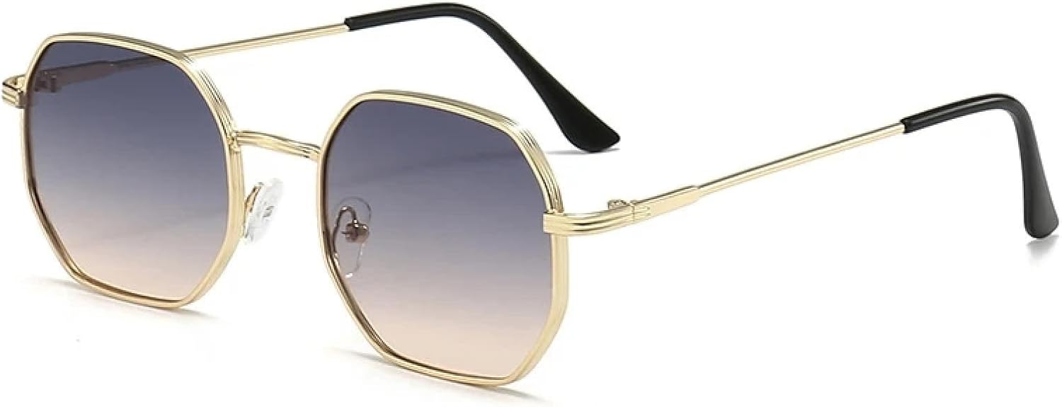 

Солнцезащитные очки с защитой от УФ-излучения UV400 | Металлическая маленькая оправа, цветные линзы | Для женщин и мужчин, для занятий спортом на открытом воздухе и вождения DSVIGF, Gold Blue Brown