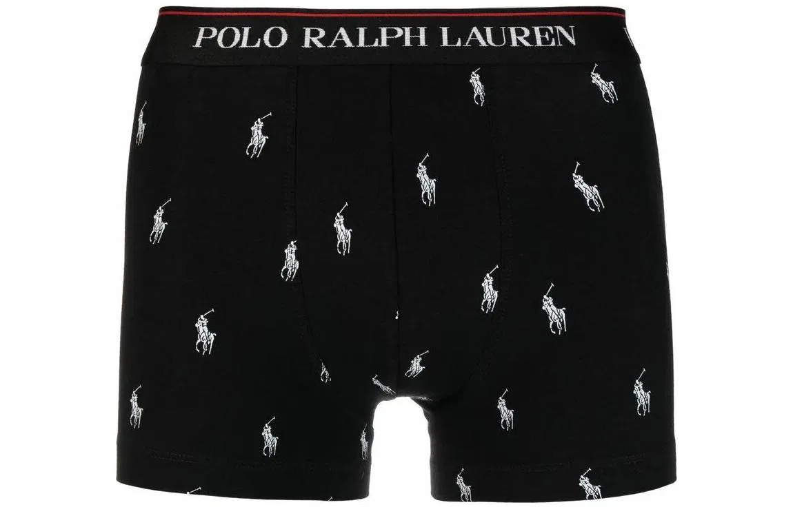 Трусы боксеры 3 шт. Polo Ralph Lauren черный+принт+полоска — фото 3
