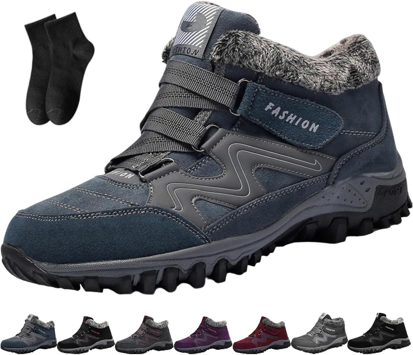 

Зимние теплые ботинки для женщин/мужчин NoworFewer, женская зимняя ортопедическая водонепроницаемая обувь с флисовой подкладкой, утолщенным утеплителем, меховой подкладкой для улицы и походов, ботильоны, голубой