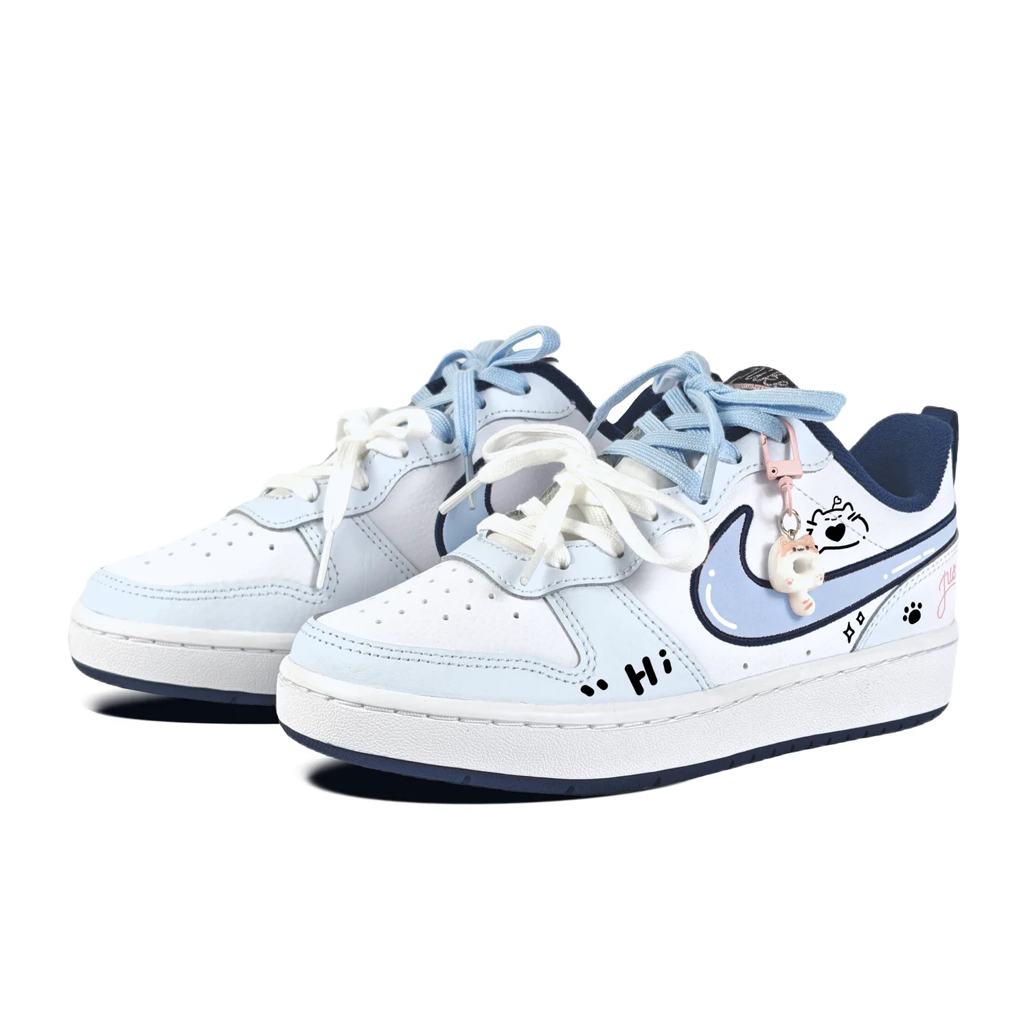 Nike Скейтерские кроссовки Court Borough Hi Meowth, синие, с амортизацией, износостойкие и нескользящие, для подростков — фото 4