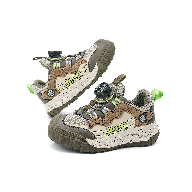 Детские кроссовки Kids Low-top Brown Jeep, цвет Green branches and green leaves — фото 3