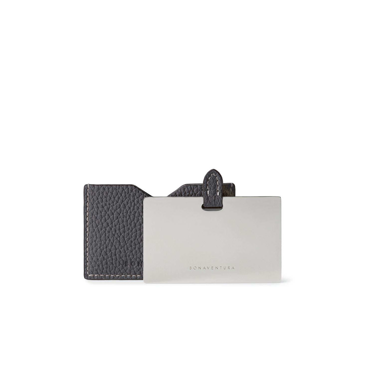 Компактное зеркало в кожаной обложке из шагреневой кожи Bonaventura, Charcoal Gray — фото 3