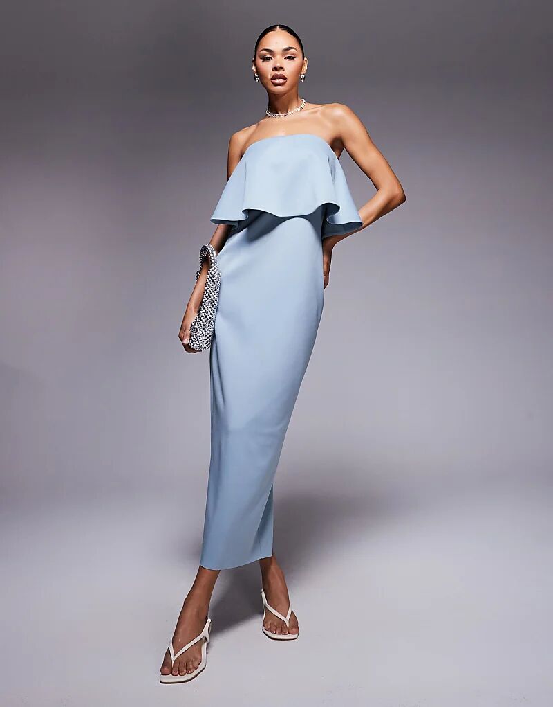 

Платье миди с баской и бандо ASOS DESIGN синего цвета