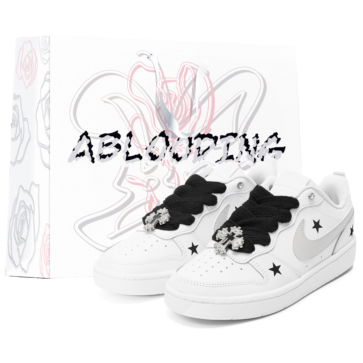 

Nike Court Borough Black Silver Stars детские повседневные кроссовки для подростков