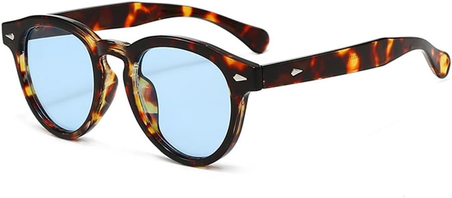 

Круглые солнцезащитные очки конфетного цвета с защитой от УФ-излучения UV400 и панк-заклепками для занятий спортом на открытом воздухе и верховой езды UYPTK, Leopard Blue