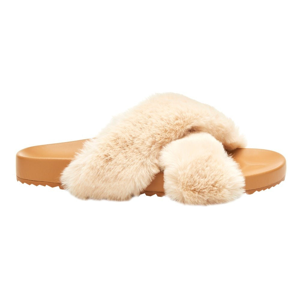 Женские тапочки Coconuts by Matisse Seasons, бежевые, с искусственным мехом, без застежек, JOBB560 — фото 4