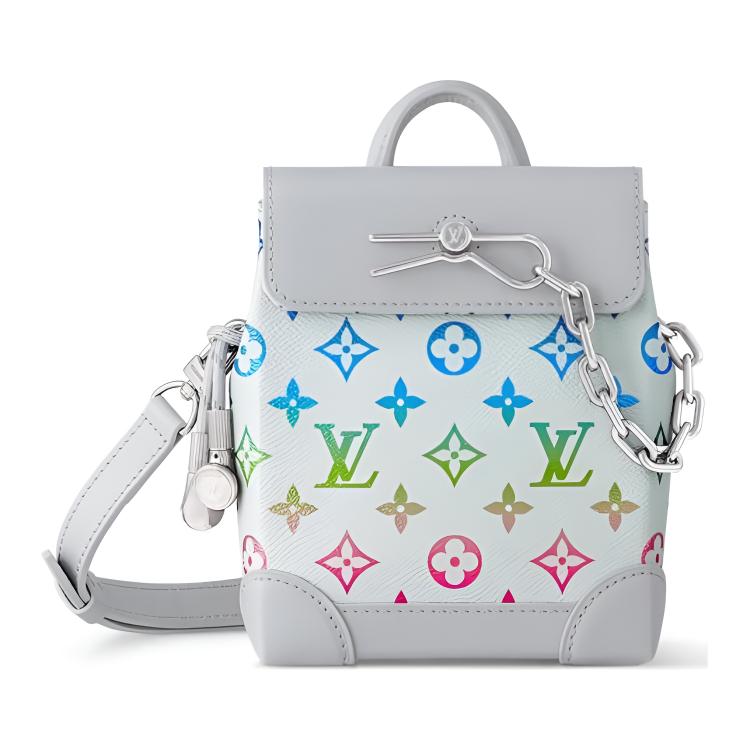 

LOUIS VUITTON Кожаная наплечная сумка через плечо дамская среднего размера мужская градиентная серая