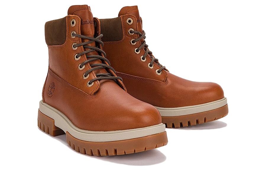 Мужские уличные ботинки Timberland высокие на толстой рифленой подошве, коричневый — фото 3