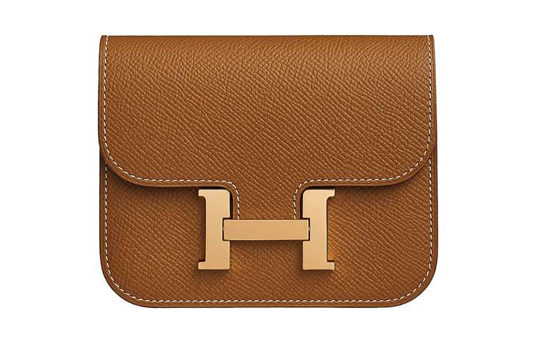 

Constance Slim Epsom Leather Clutches Wallets Women's 37 Gold Gold Brown HERMES