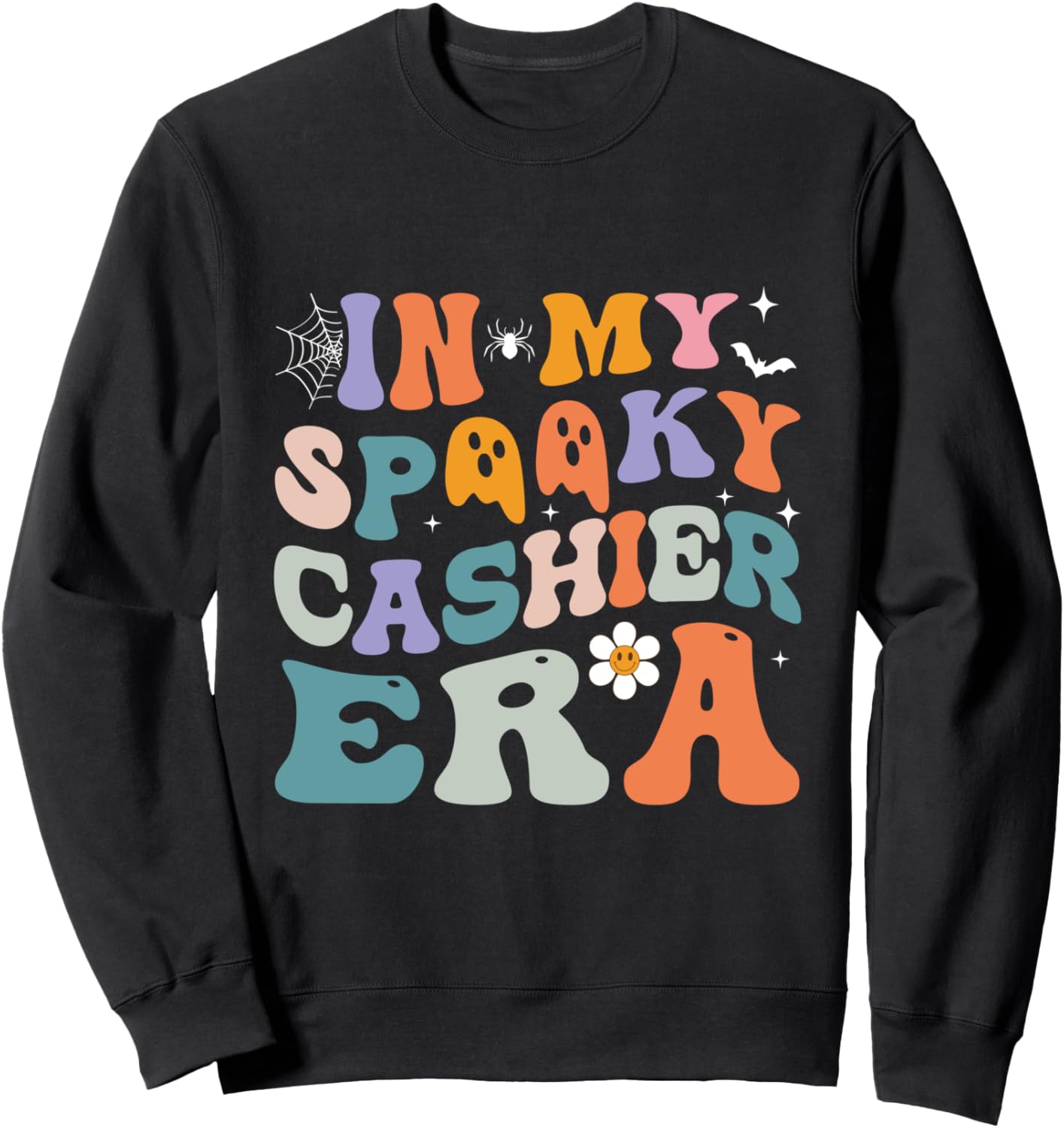 

Забавная классная толстовка на Хэллоуин в стиле Мой жуткий кассир Groovy Halloween In My Spooky Cashier Era Tee, черный