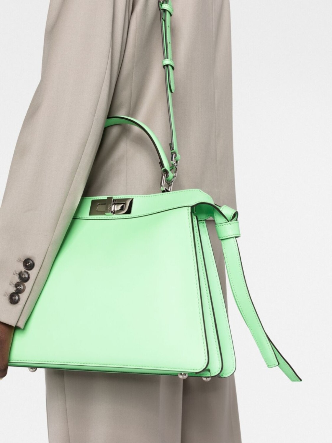 Сумка-тоут FENDI Peekaboo ISeeU среднего размера, зеленый — фото 3