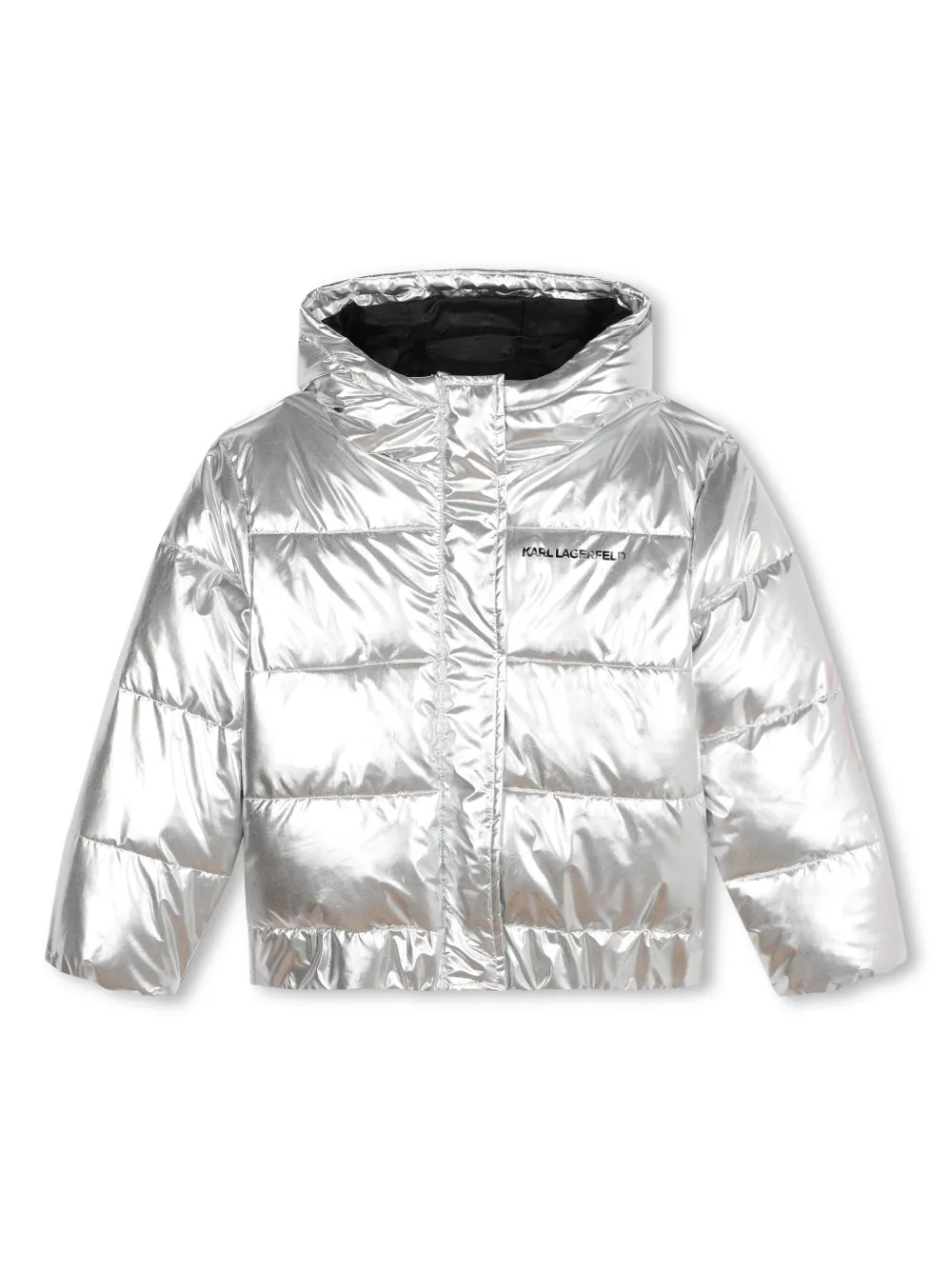 

Пуховик с эффектом металлик KARL LAGERFELD KIDS, серебряный