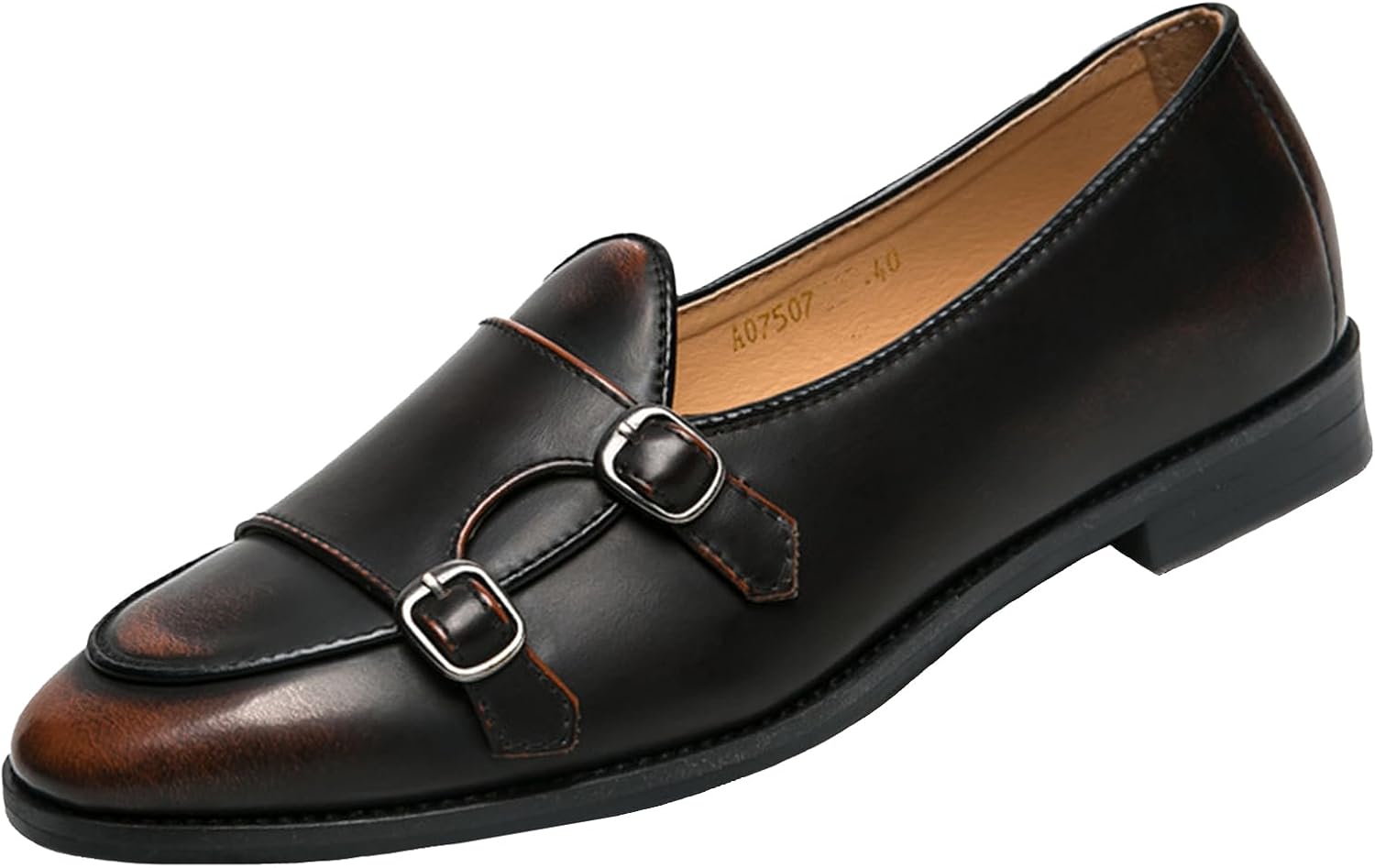 

Мужские лоферы с монк-ремнем из кожи, слипоны, с низким вырезом, без задника, оксфорды, повседневная и деловая обувь Optigard, коричневый