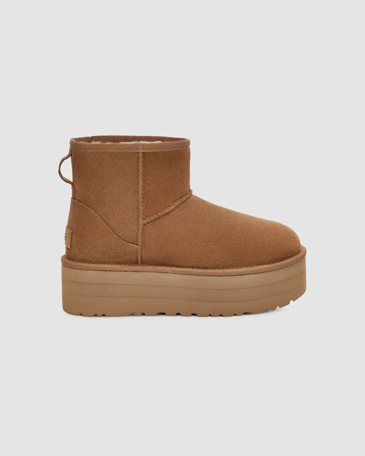UGG Classic Mini Platform 1134991-CHE Женские каштановые замшевые удобные короткие сапоги, коричневый — фото 2