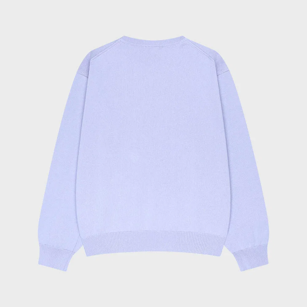 Детский вязаный пуловер Classic Logo светло-фиолетового цвета от Marithé Kids — фото 3