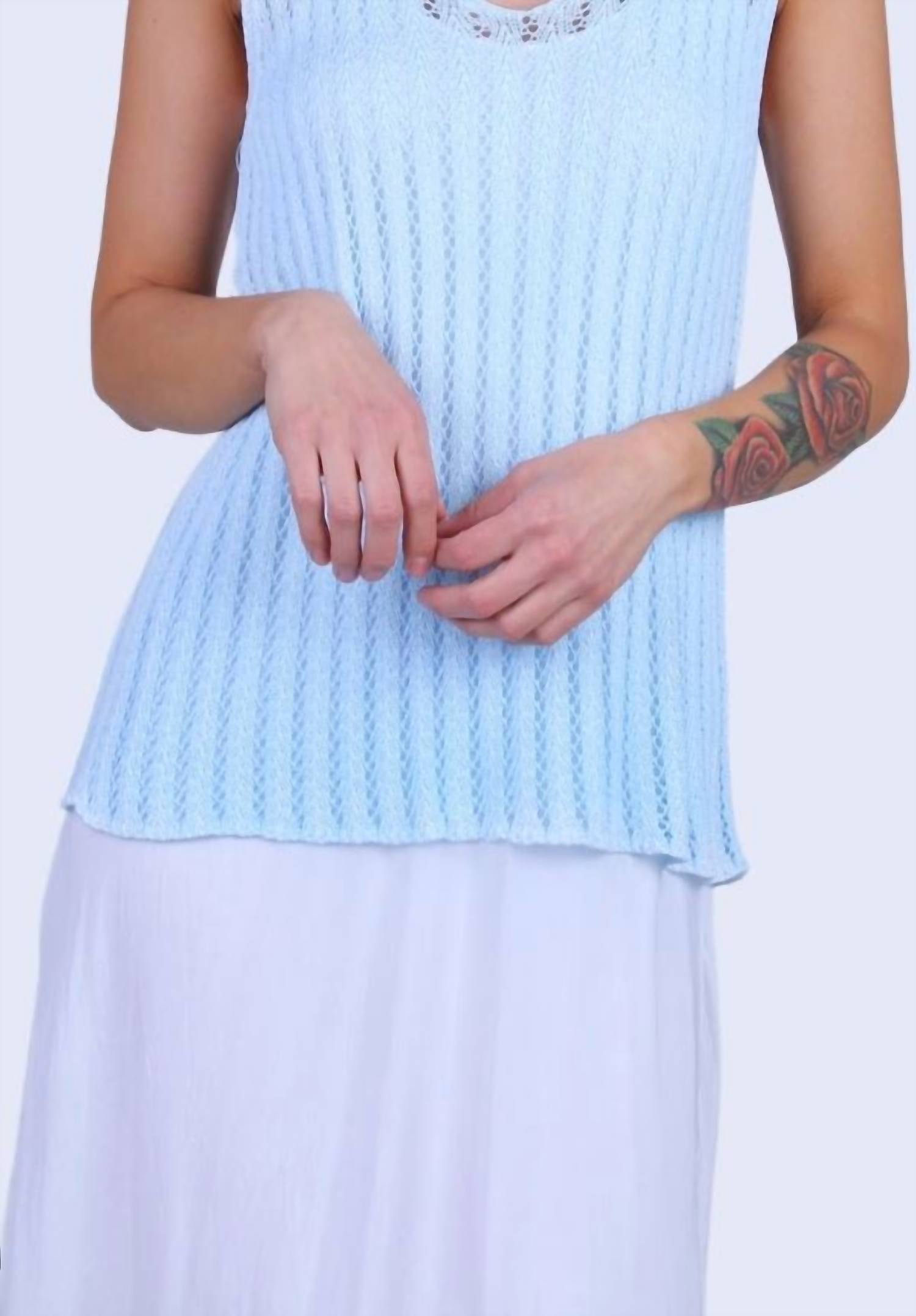 

GIGI MODA Сетчатая майка Positano нежно-голубого цвета