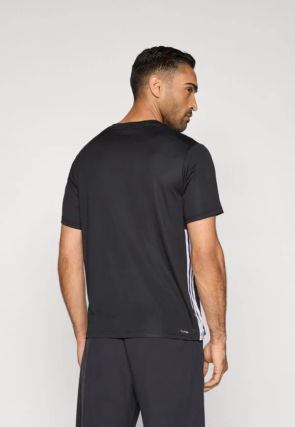 Базовая спортивная футболка "три полоски" для тренировок Adidas Performance, Black/White — фото 3