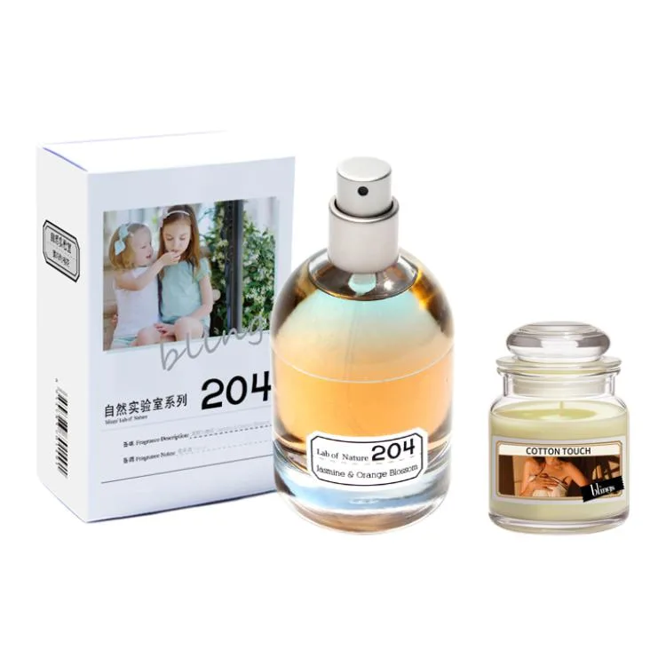 Blings Женские духи, 204 Jasmine and Neroli Perfume 50ml+Cotton-Soft Touch Aromatherapy Candles 85g