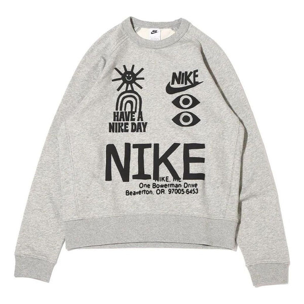 

Толстовка Men's Nike Logo Round Neck Printing Long Sleeves Pullover Gray, серый