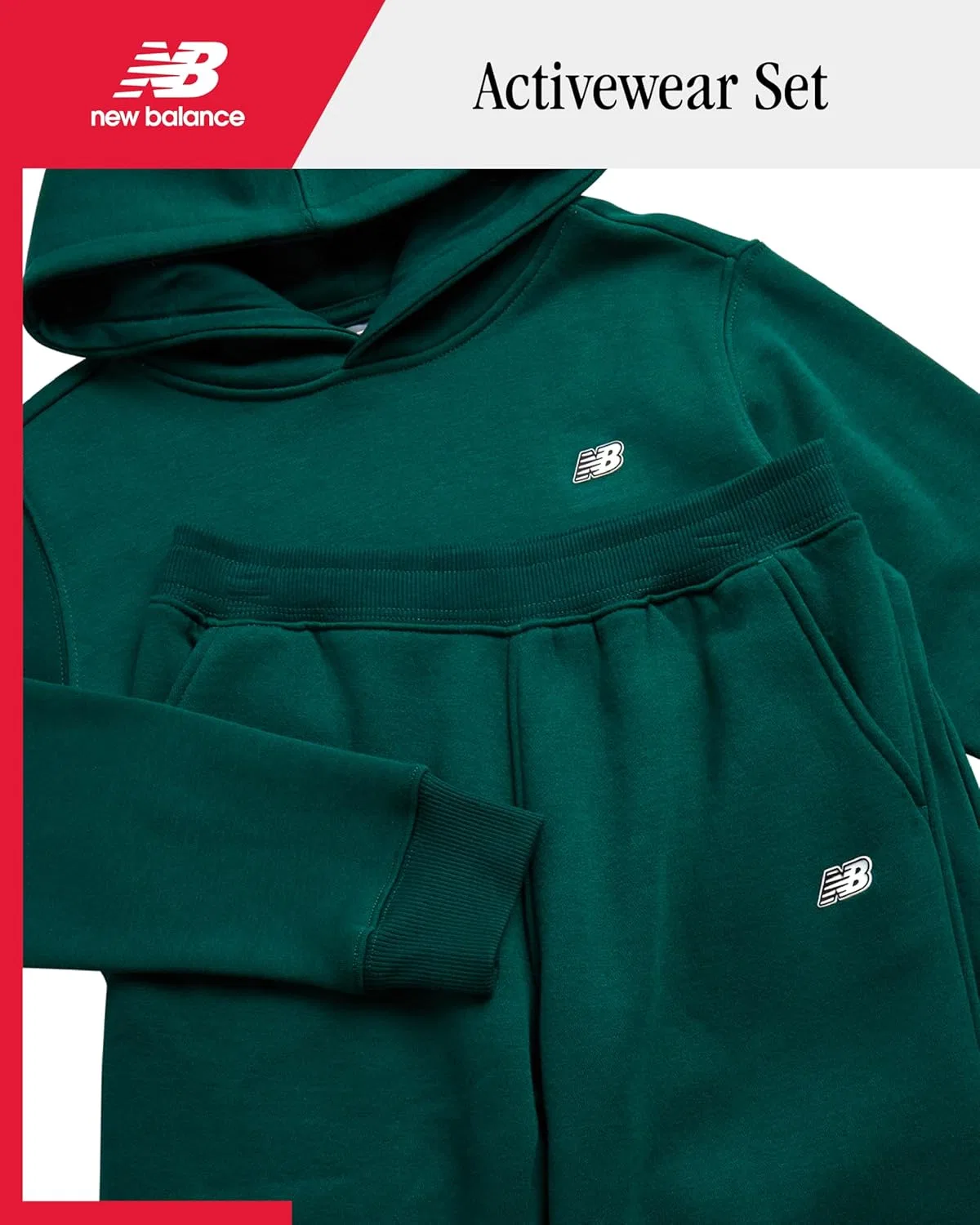 Спортивный костюм из флиса New Balance, 2 предмета, цвет Marsh Green — фото 2
