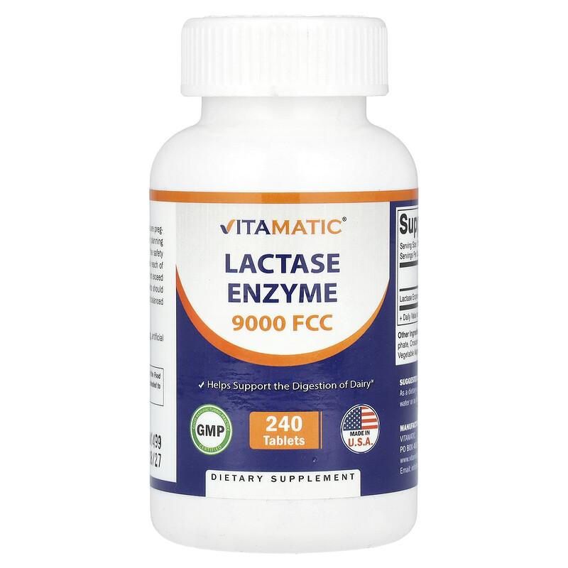 

Vitamatic, Фермент лактаза, 9000 FCC, 240 таблеток