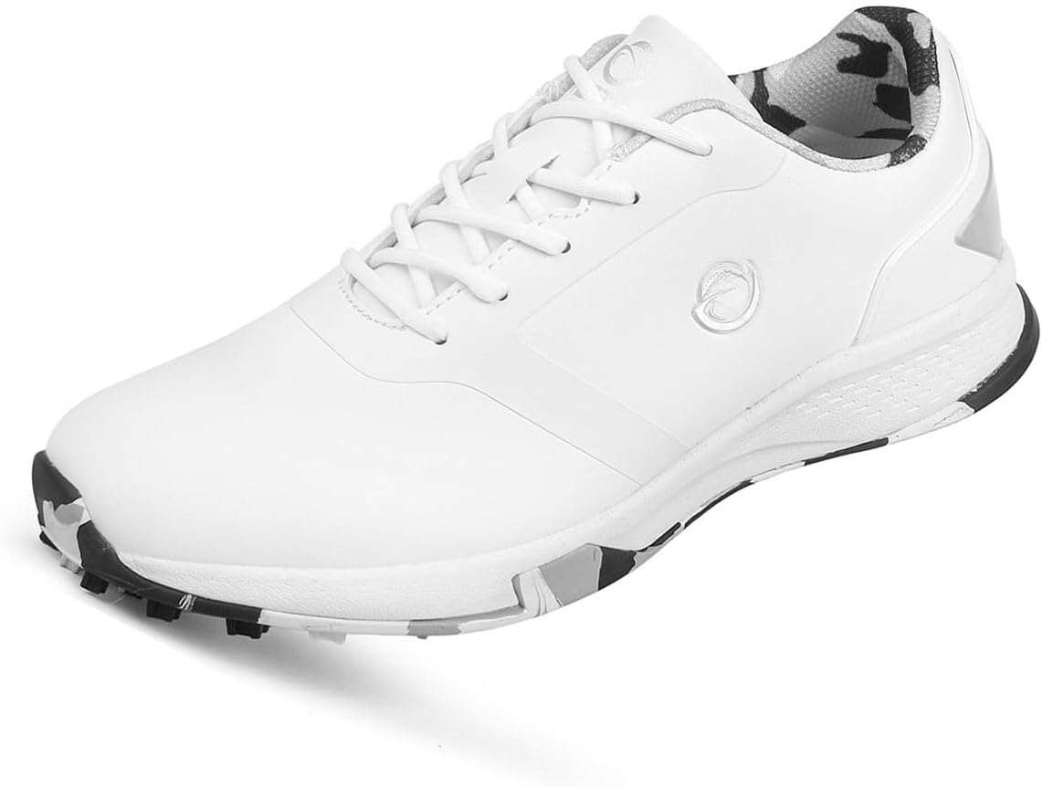 

Водонепроницаемые гольф-кроссовки, повседневные профессиональные кожаные гольф-кеды, легкая обувь без шипов для мужчин Omcam, белый