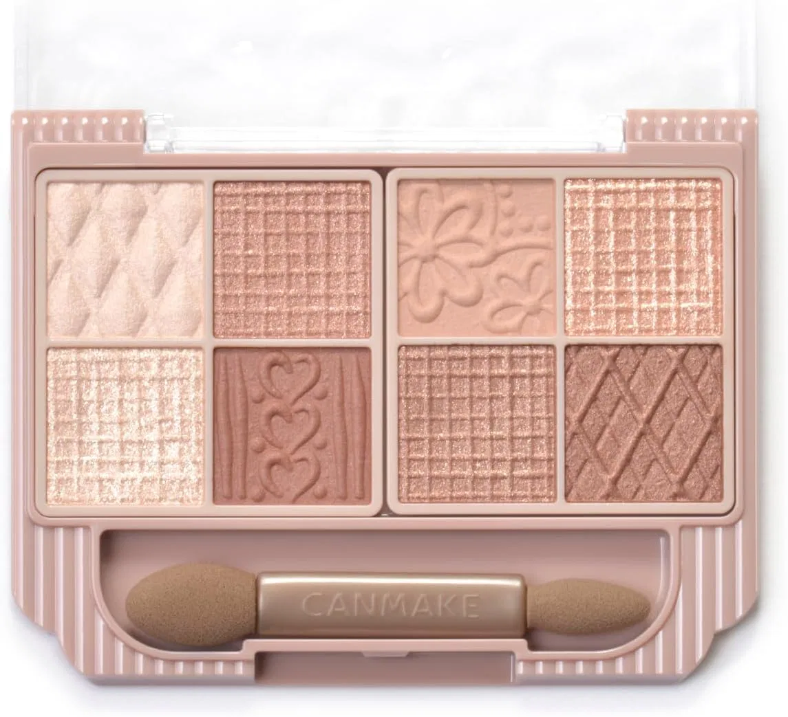 Набор теней для век Canmake Petit Palette Eyes 04 Amando Brulee + 03 Mignonne Ribbon, 2 г, розовый — фото 2