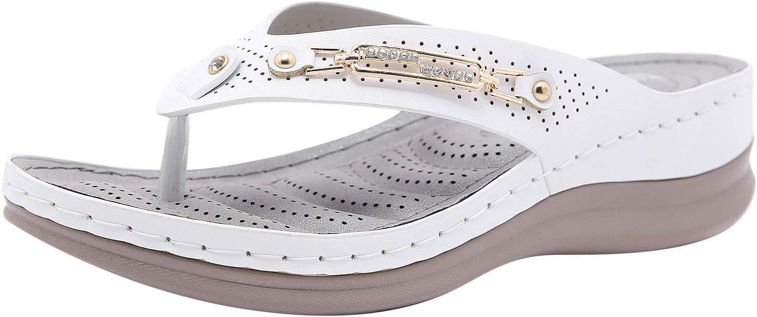 

Сандалии с клиновидной подошвой и кристаллами, шлепанцы на мягкой подошве, винтажные женские шлепанцы с вырезами, летние тонкие шлепанцы для женщин и мужчин Generic, белый