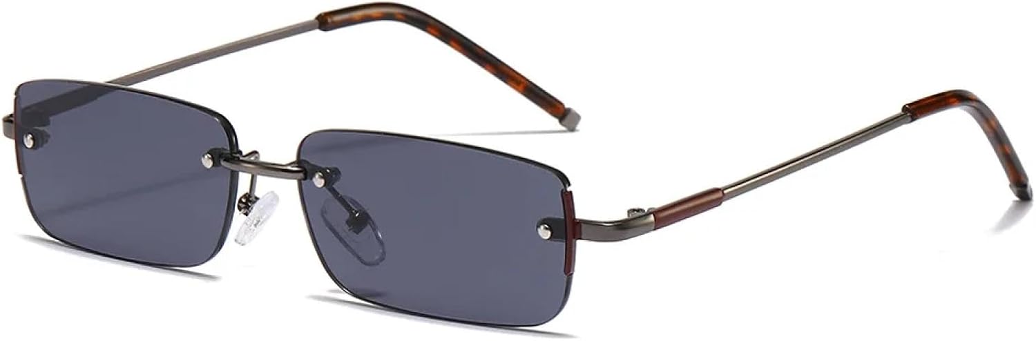 

Модные прямоугольные женские солнцезащитные очки в винтажном стиле без оправы, прозрачные с градиентом «океан», мужские очки с защитой от УФ-излучения UV400. В тренде VVTWSSW, Gun Black