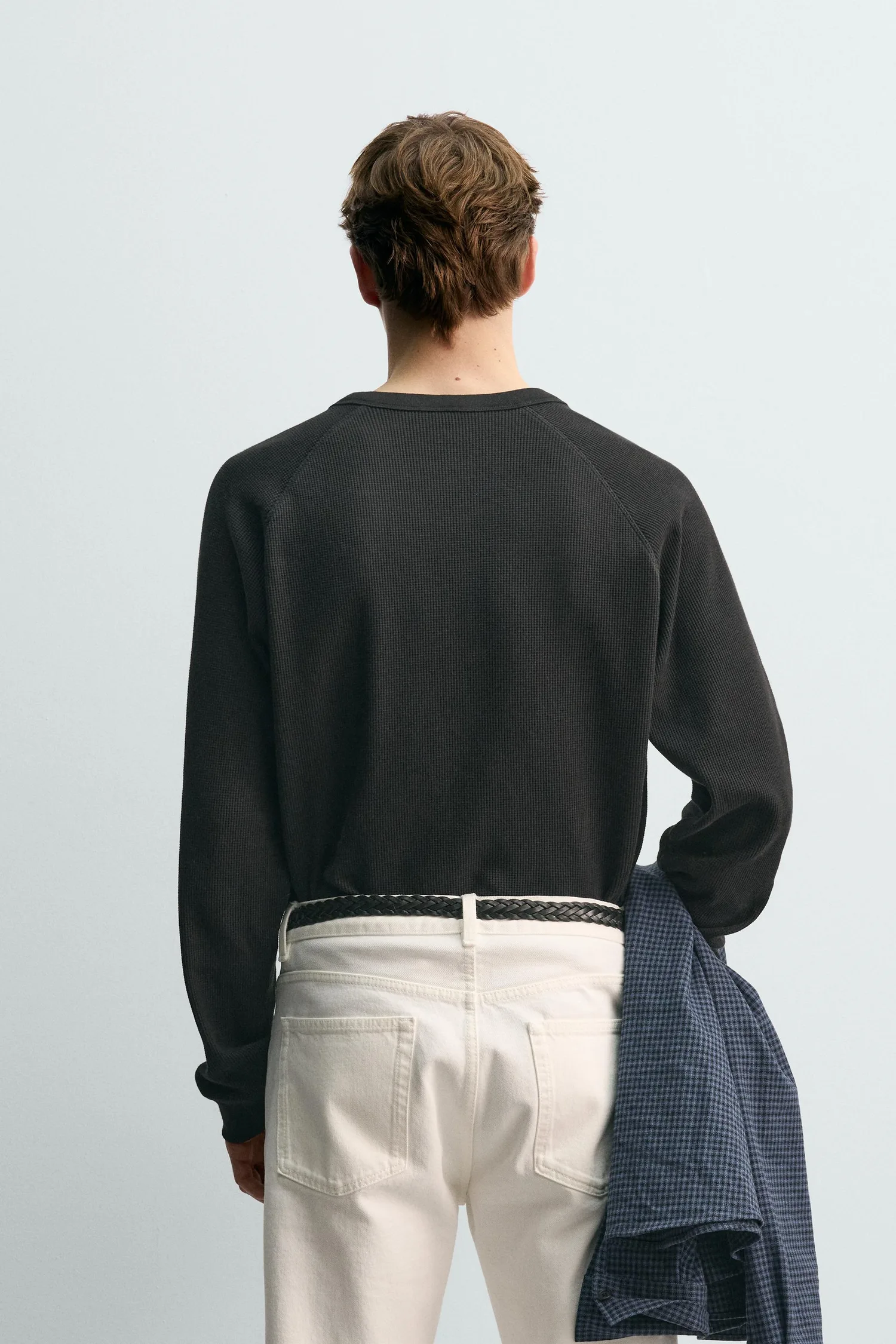 Футболка aaron levine x Zara с вафельной текстурой, антрацитово-серый — фото 3