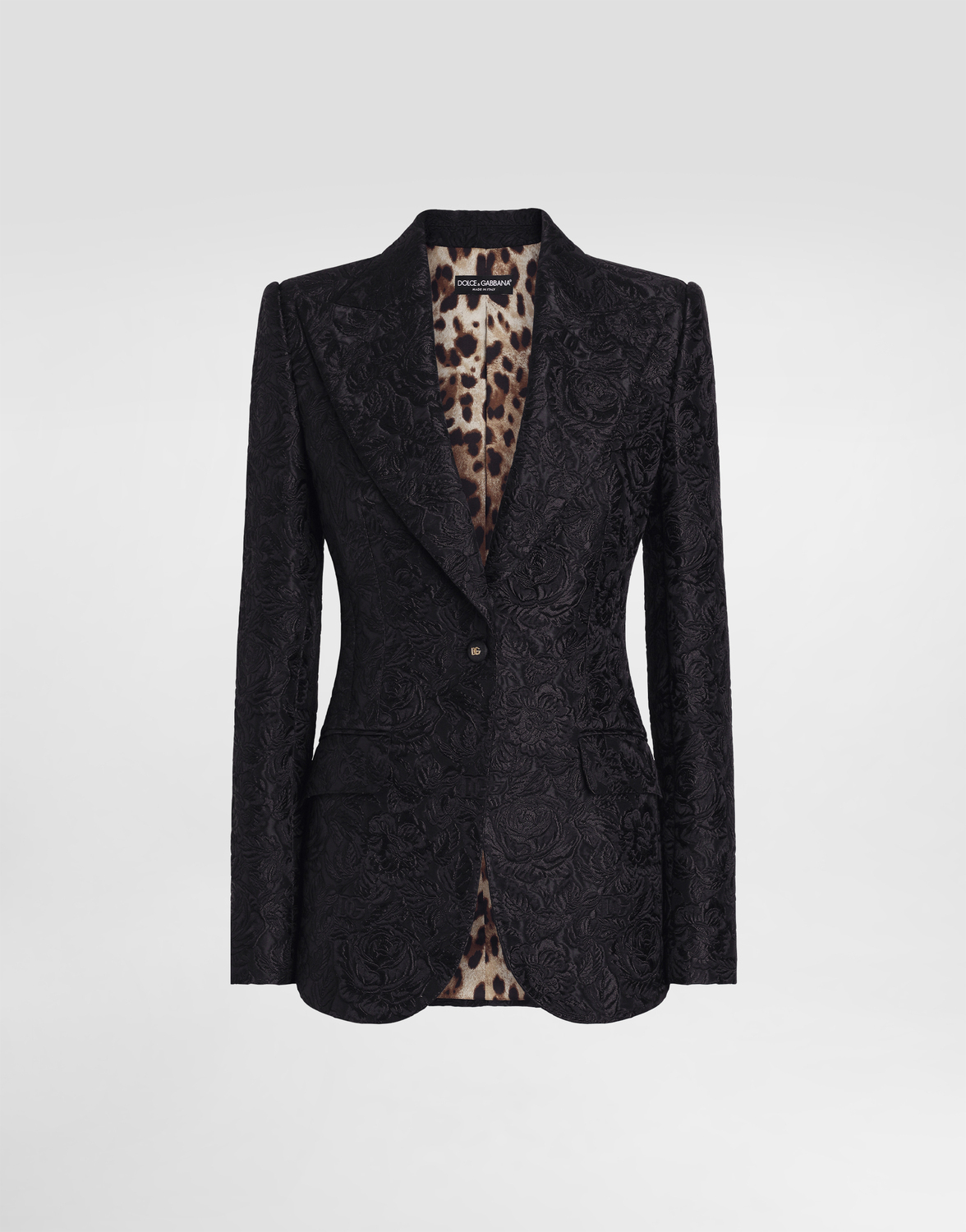 Одинорядный стеганый жаккардовый жакет с цветочным узором turlington Dolce & Gabbana, черный