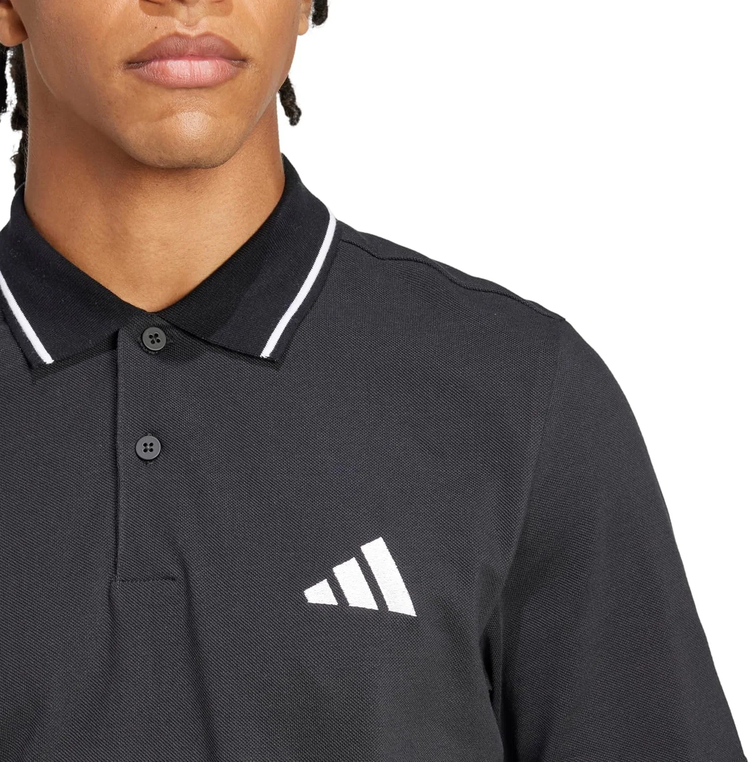 Мужское поло adidas Essentials с логотипом, черное/белое — фото 4