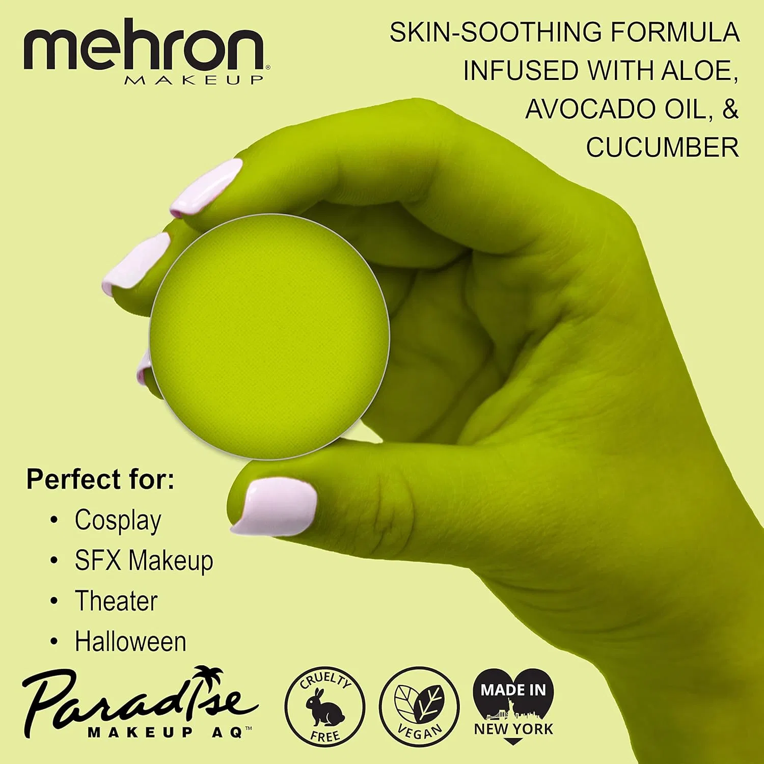 Сменный блок грима Mehron Paradise Makeup AQ Lime, 7 г Mehron, Lime — фото 2