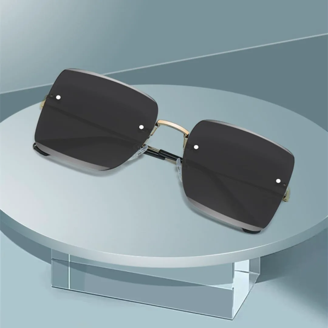 

Винтажные солнцезащитные очки без оправы для женщин, модные, большие, классические, с градиентным переходом цвета, защита от УФ-излучения UV400 TKKTLLT, C1