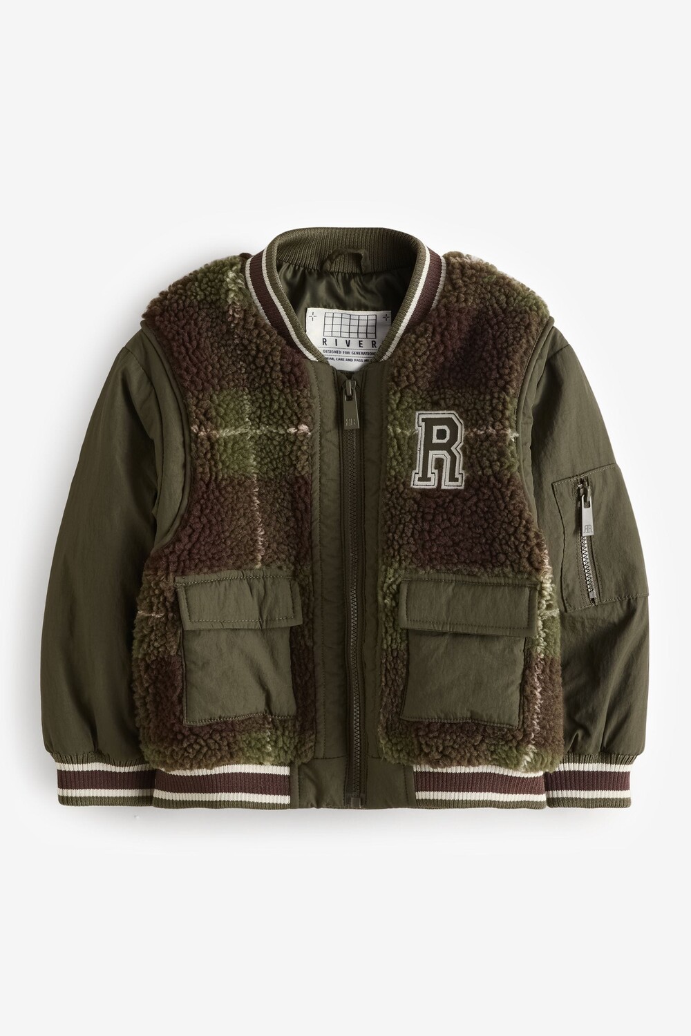 

Клетчатый пиджак для мальчиков River Island, зеленый