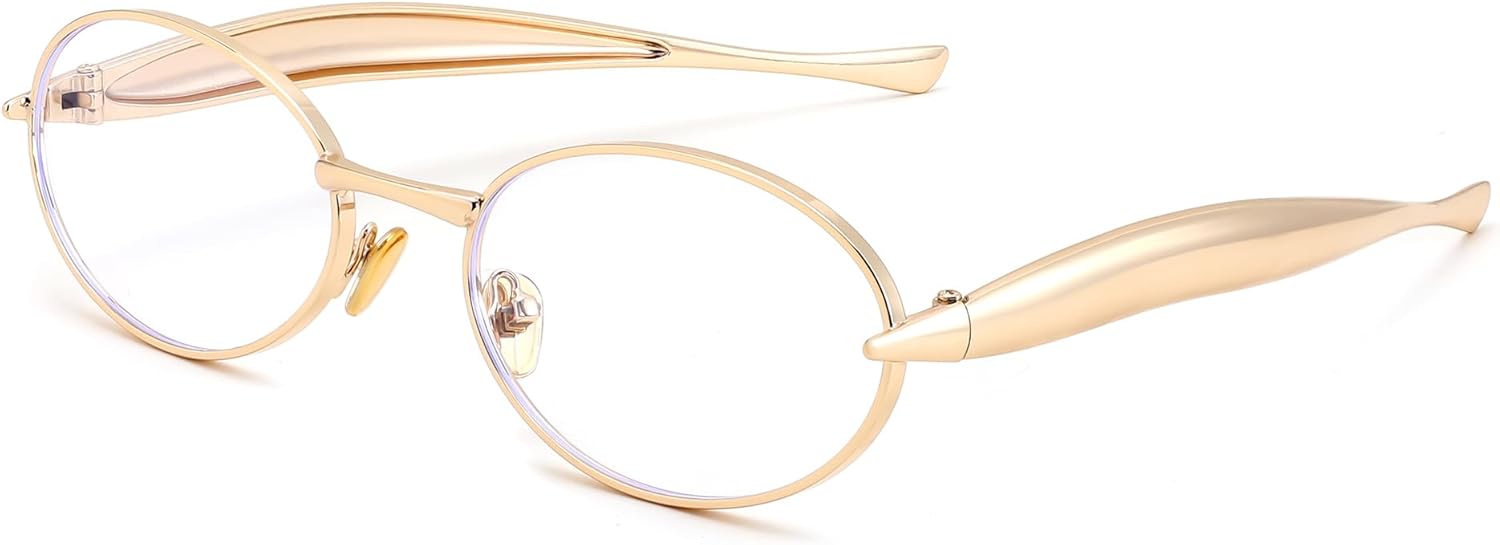 

Солнцезащитные очки FEISEDY Retro Oval для женщин и мужчин - массивная металлическая оправа золотистого цвета, защита от УФ-излучения UV400, подходят для вождения и повседневного ношения, артикул B0312, Gold/Clear