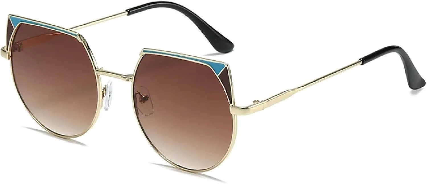 

Винтажные солнцезащитные очки для женщин и мужчин, модные металлические очки для путешествий и вождения, защита от УФ-излучения UV400 TKKTLLT, Gold Gradient Tea