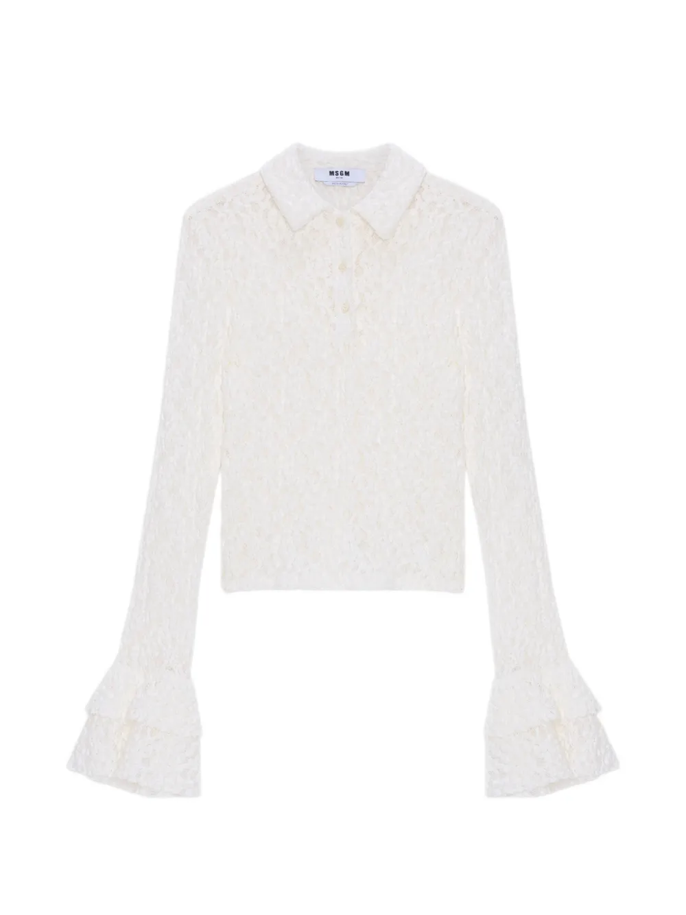 

Кружевной топ-поло Msgm, бежевый