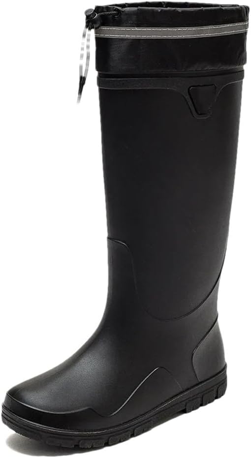 

Мужские высокие дождевые сапоги Wjnvfioo Fashion, водонепроницаемые защитные сапоги однотонного цвета, мужские резиновые сапоги, черный