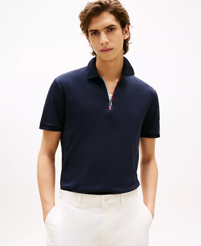 

Мужская поло с молнией Regular-Fit из интерлока Tommy Hilfiger, синий