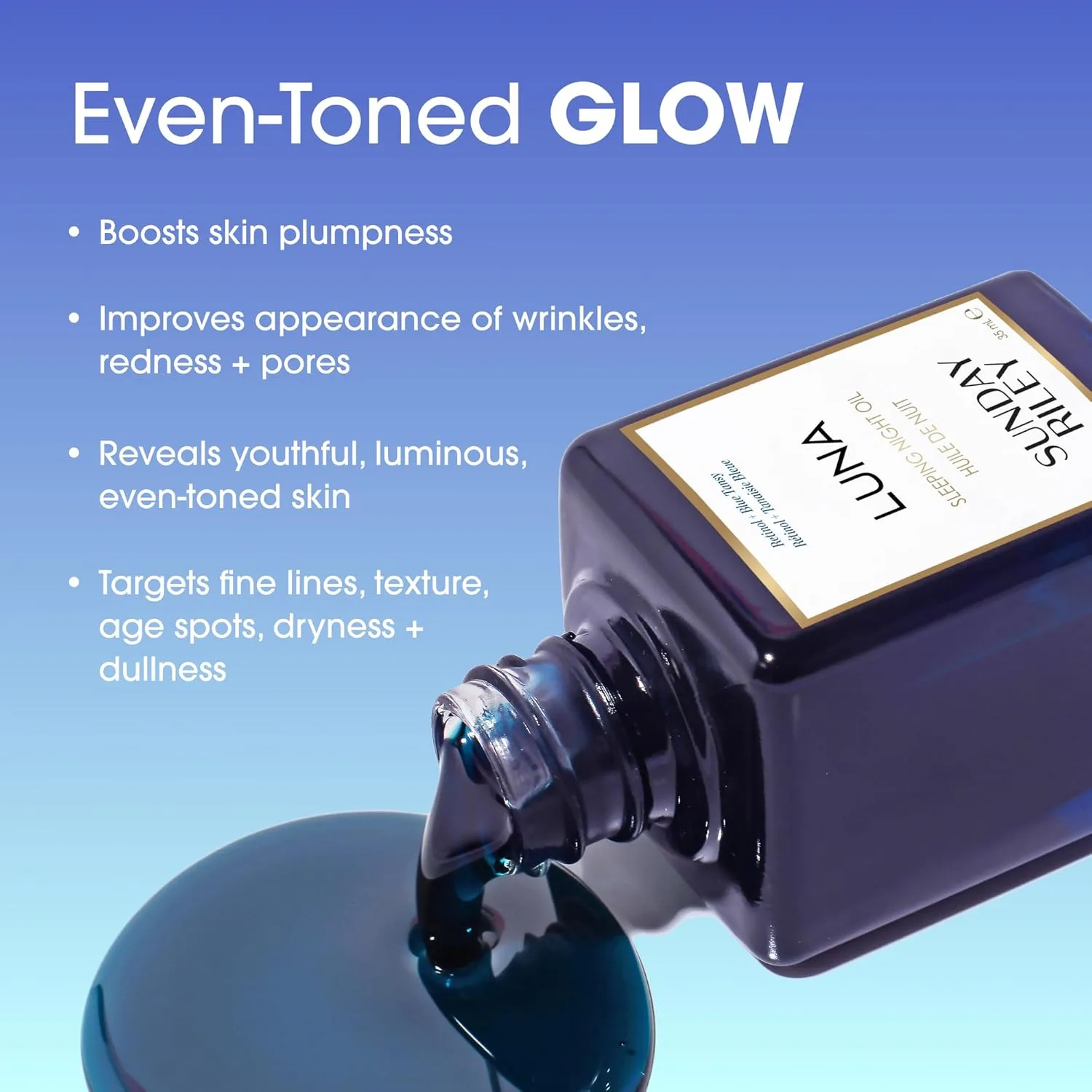Масло для лица Sunday Riley — Luna Retinol Sleeping Anti Aging Night Face Oil ( .), blue, 14.8 мл — фото 2
