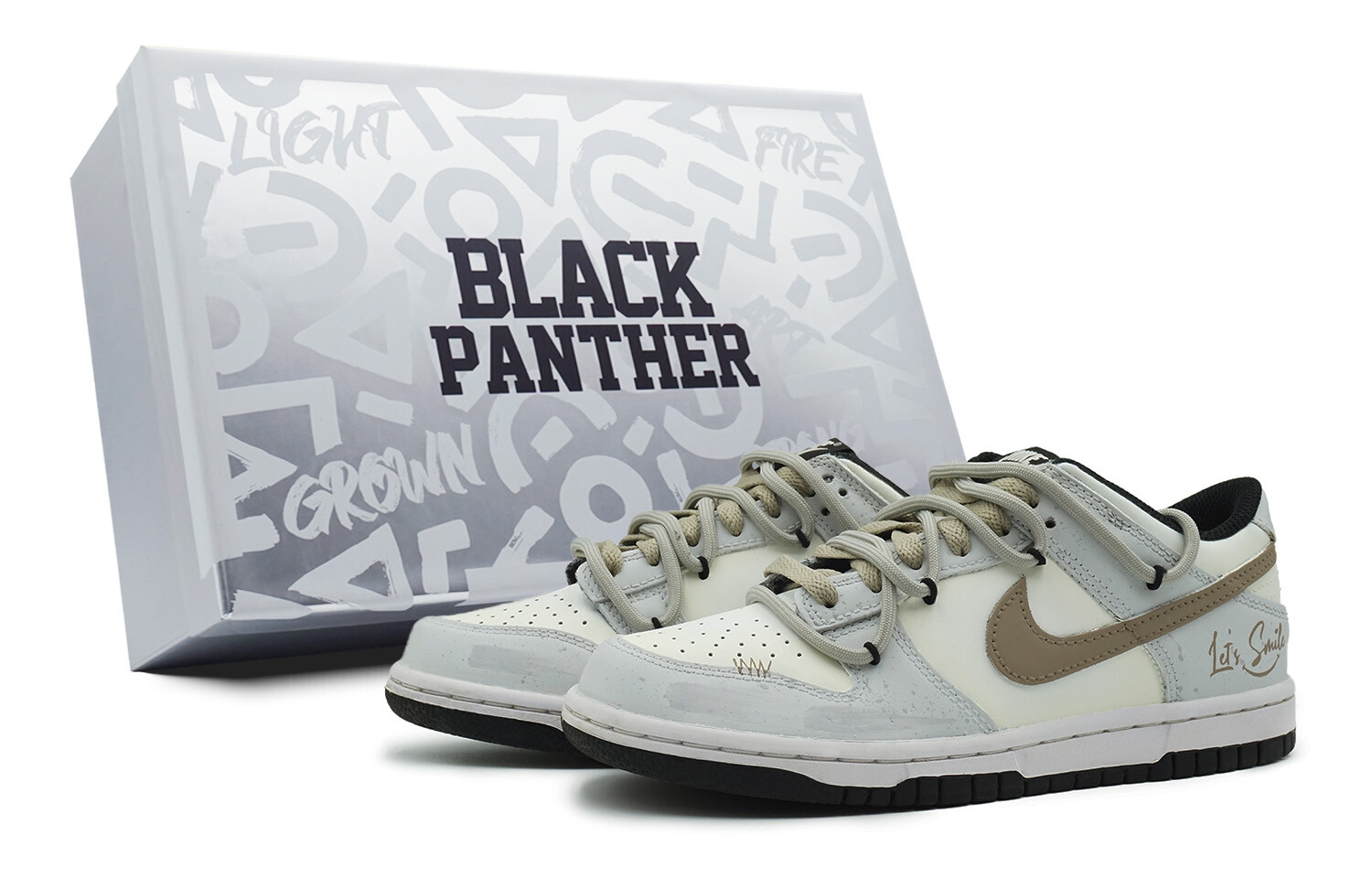 

Кроссовки Nike Dunk Skateboarding Shoes Men Low-top Grey/white/brown, светло-серый