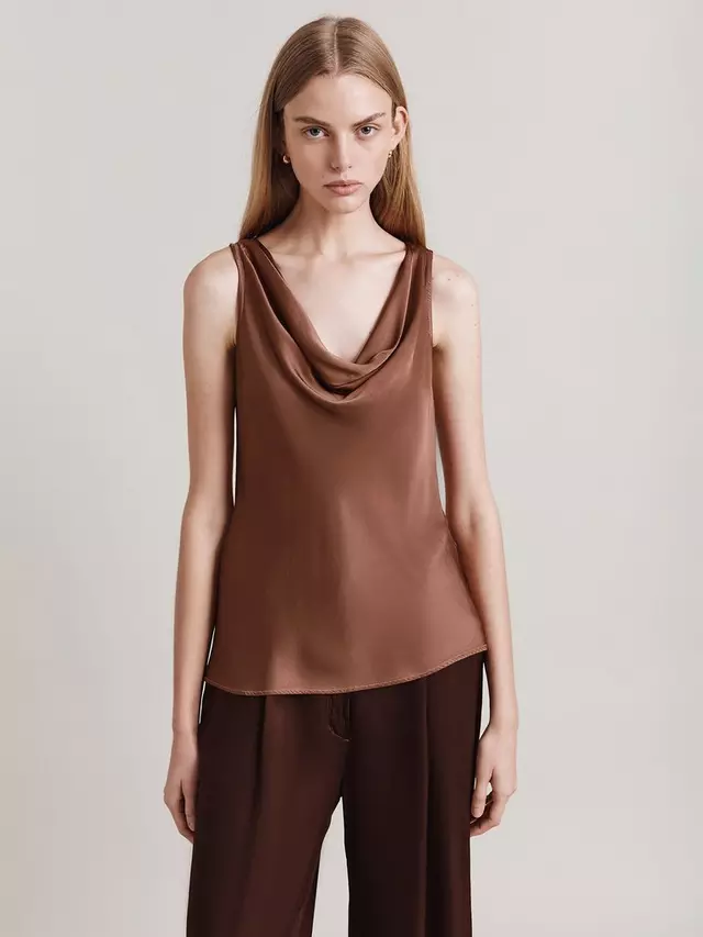 

Топ Ghost Riley Cowl Neck Sleeveless Satin, цвет amber