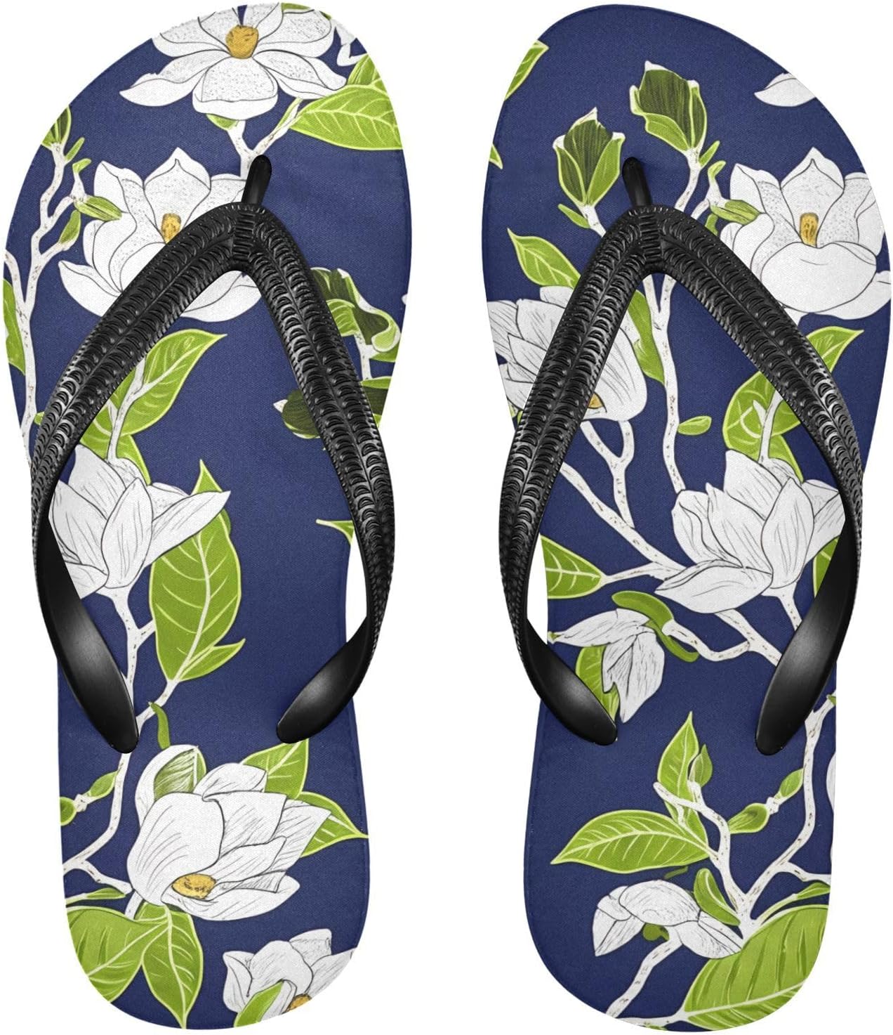 

Мужские летние шлепанцы для пляжа Magnolia с синими листьями, резиновые, нескользящие, для душа и прогулок Sinestour