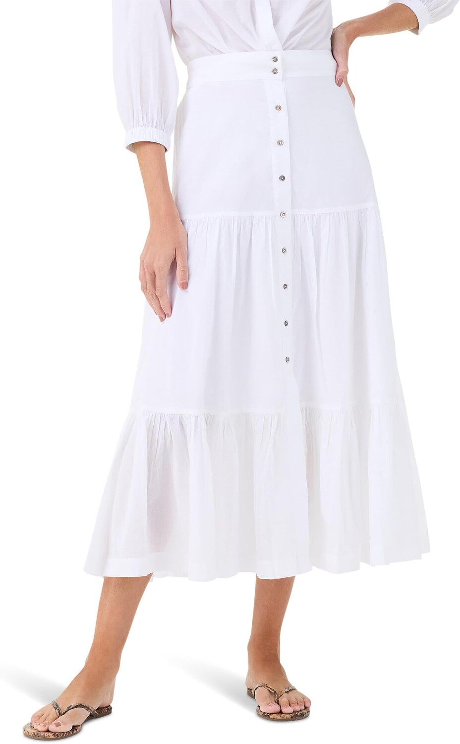 

Юбка NIC+ZOE Cotton Tiered Skirt, цвет Paper White