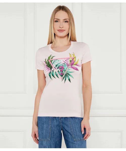 

Футболка Slim fit Guess Jeans, розовый
