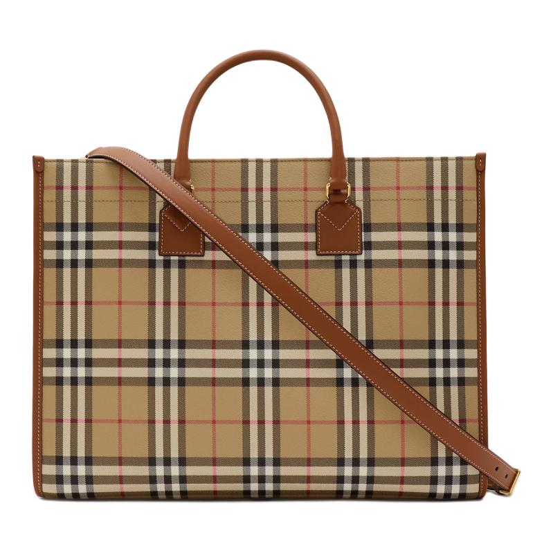 Женская сумка-шоппер Burberry из полиуретана, коричневая — фото 3