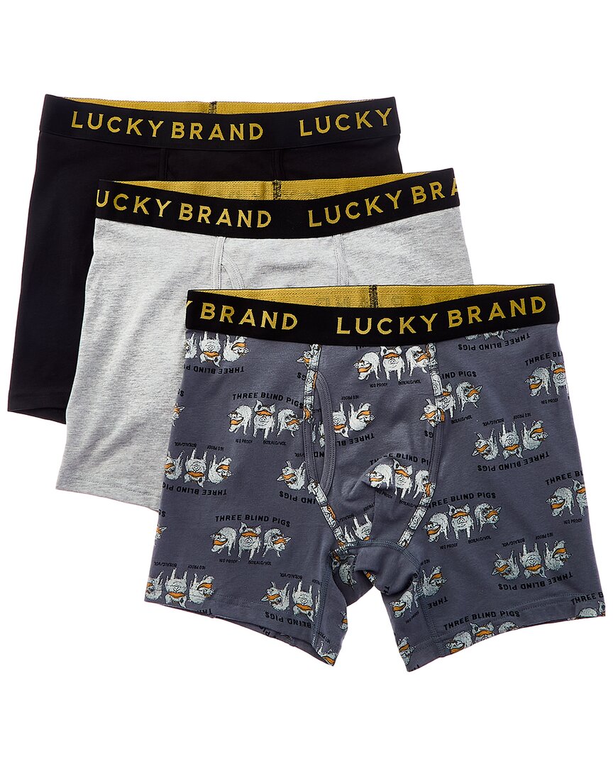 

Трусы-боксеры Lucky Brand 3 шт., эластичные, цвет assorted