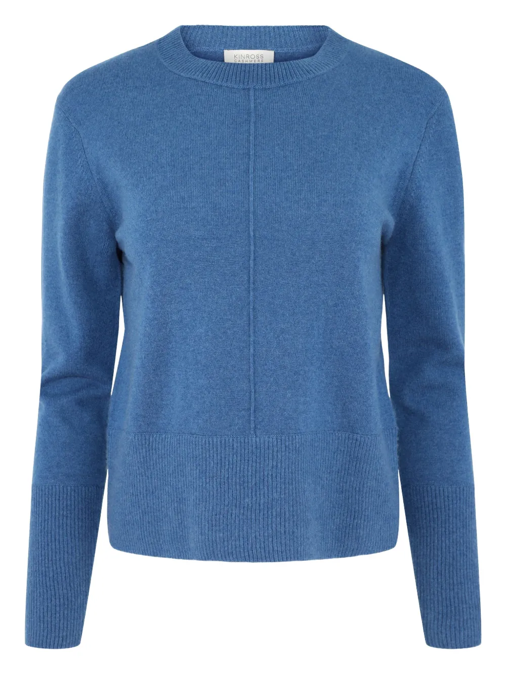 

Кашемировый свитер с круглым вырезом и открытыми швами Kinross Cashmere, синий