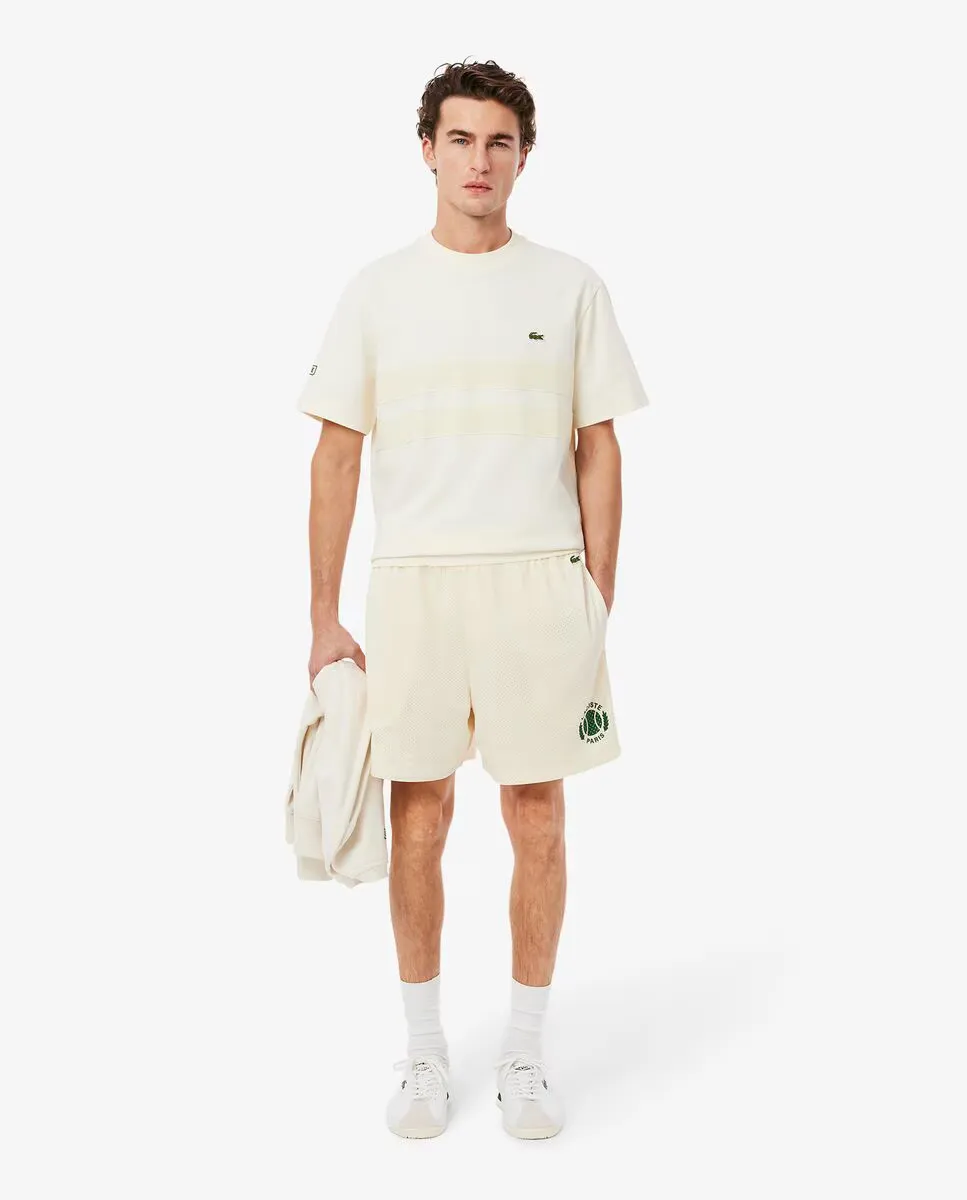 

Мужские сетчатые шорты с графическим рисунком Lacoste, белый